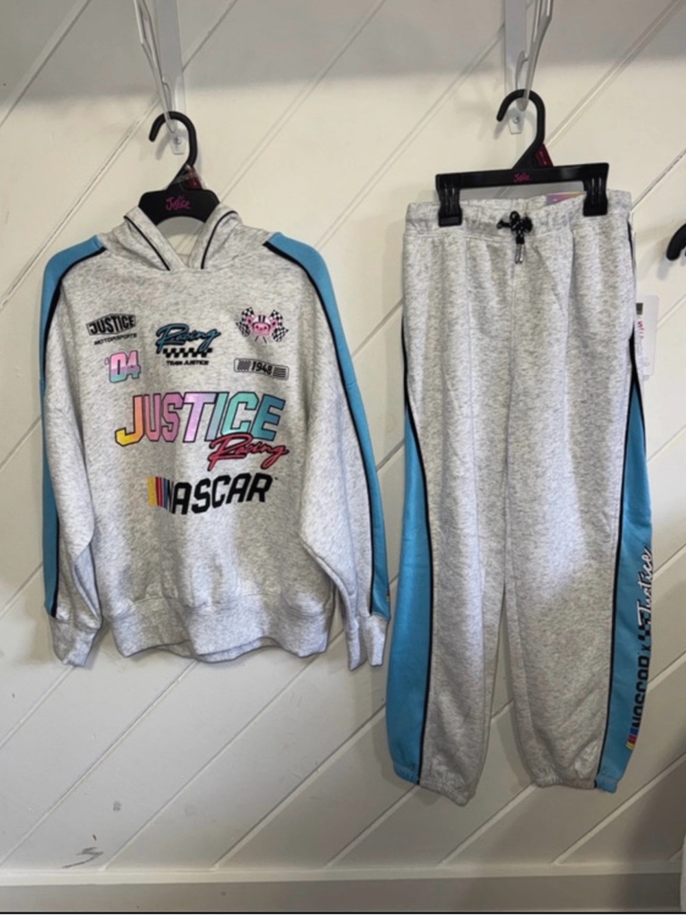 Justice Girls' Gray & Teal Sweatpants Joggers